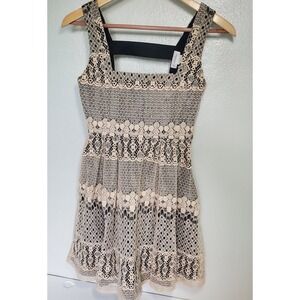 Monteau Lace Fit and Flare Dress Sleeveless Black‎ Lined Open Back Party